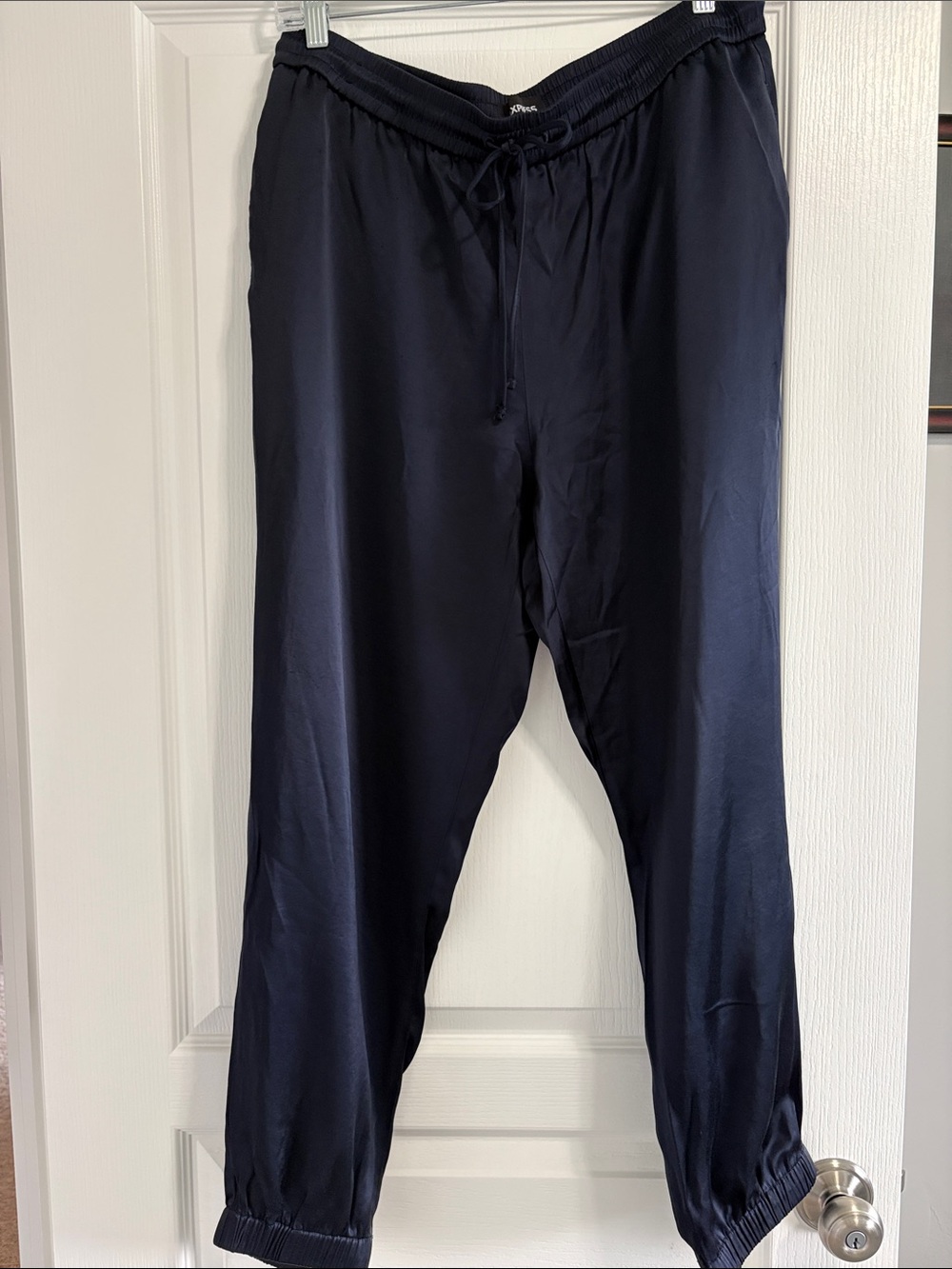 Express Balloon Navy Satin Drawstring Joggers